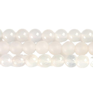 Manufacturer's direct supply of white agate loose beads, white jade pulp DIY jewelry accessories, agate round beads, semi-finished wholesale