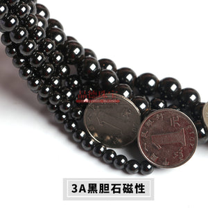 Manufacturer's direct supply of black bile stone loose beads DIY jewelry accessories, wholesale of black iron stone magnet stone loose beads, black bile stone beads