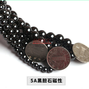 Manufacturer's direct supply of black bile stone loose beads DIY jewelry accessories, wholesale of black iron stone magnet stone loose beads, black bile stone beads