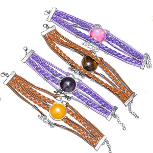 Natural crystal amethyst pink crystal round woven bracelet bracelet multi-circle hand weaving bracelet natural stone wholesale