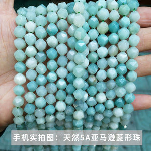 Jade rhombus beads diamond faceted loose beads diy jewelry accessories bracelet beads semi-finished wholesale