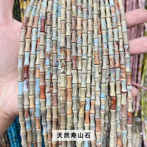 5x12mm Southern Jade and Bamboo Festival Tube Beads, Jade and Stone Transportation Beads, DIY Jewelry Accessories, Festival High Scattered Beads, Separate Beads Wholesale