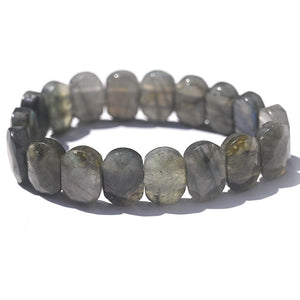 Natural crystal faceted oval bracelet Moonstone Tigereye hand card hair crystal white-barked pine stone bracelets