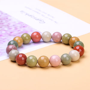 Natural Alashan Agate Colorful Jade Bracelet, Multicolored Oil Painting Wristband, Fashion Accessories