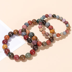 Natural Alashan Agate Colorful Jade Bracelet, Multicolored Oil Painting Wristband, Fashion Accessories