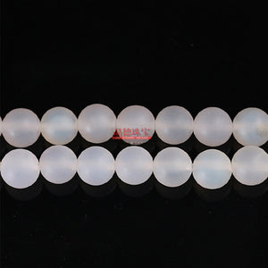 Manufacturer's direct supply of white agate loose beads, white jade pulp DIY jewelry accessories, agate round beads, semi-finished wholesale