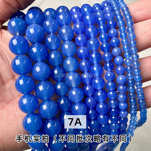 Manufacturer's direct supply of white agate loose beads, white jade pulp DIY jewelry accessories, agate round beads, semi-finished wholesale