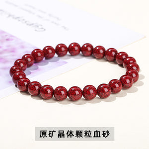 Natural Cinnabar Emperor Stone Bracelet, Energy Stone Red and Purple Silk Thread Wristband, Wholesale Gift