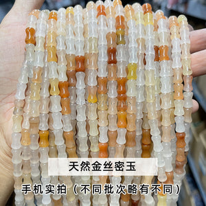 5x12mm Southern Jade and Bamboo Festival Tube Beads, Jade and Stone Transportation Beads, DIY Jewelry Accessories, Festival High Scattered Beads, Separate Beads Wholesale