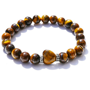 Agate Amethyst Bracelet Heart-shaped Peach Heart Tiger Eye Beaded.