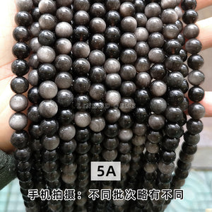 Nnatural gold sheen obsidian loose round beads pure black beads diy ornament bead Accessories Wholesale