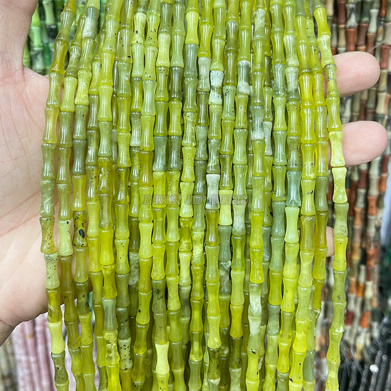 5x12mm Southern Jade and Bamboo Festival Tube Beads, Jade and Stone Transportation Beads, DIY Jewelry Accessories, Festival High Scattered Beads, Separate Beads Wholesale